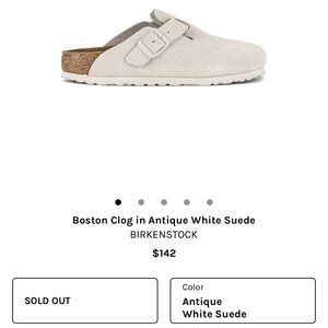Boston Clog Birkenstocks in Antique White Suede